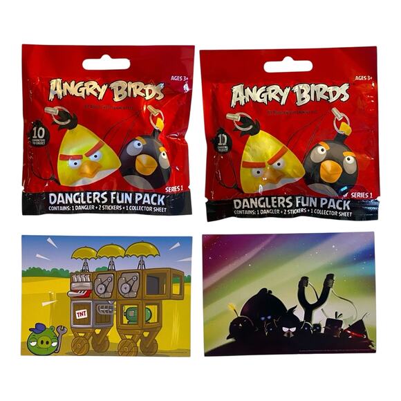 Angry Birds Collectible Set – 2 Danglers Fun Packs & Art Prints (New & Sealed) - Picture 1 of 6